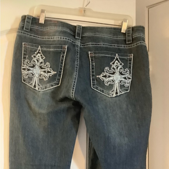 Low rise Boot cut jeans Sz 15/16 Back pocket bling - Picture 8 of 8
